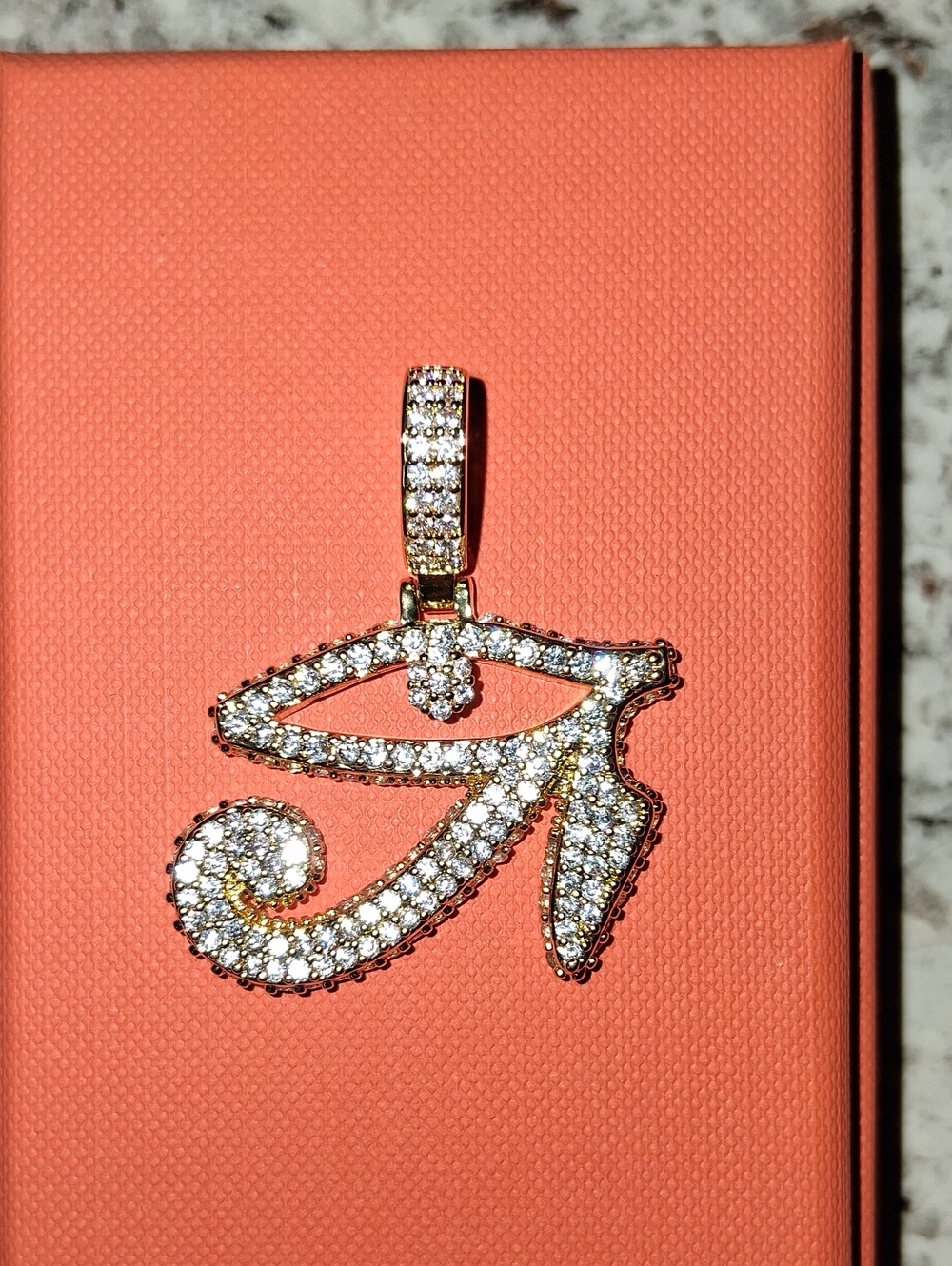 Pavé AAA CZ  Eye of Horus Pendant - Gold Over Stainless Steel (IMPERIUM)